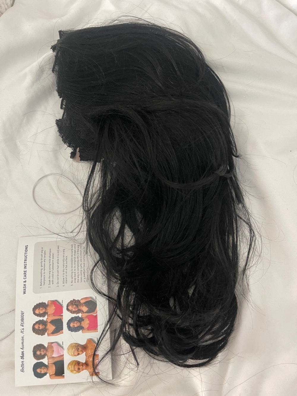 Jet black half wig curling iron safe